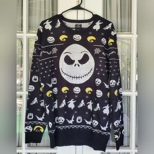 New Bioworld Mens Large Jack Skeleton Christmas Sweater, Pullover, New With Tags